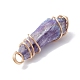 Electroplated Natural Quartz Crystal Dyed Copper Wire Wrapped Pendants PALLOY-JF02326-02-4