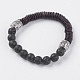 Natural Lava Rock and Coconut Beads Stretch Bracelets BJEW-E326-02-1