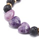3 pièces 3 style coeur pierre de mica violet naturel et roche de lave et hématite synthétique perlé ensemble de bracelets extensibles BJEW-JB08736-9
