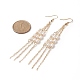 Natural Pearl Beaded Tassel Dangle Earrings EJEW-TA00189-4