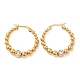 304 Stainless Steel Round Beaded Hoop Earrings with Cubic Zirconia for Women STAS-D085-40G-1