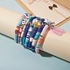 8Pcs 8 Style Polymer Clay Heishi & Natural Pearl & Non-magnetic Synthetic Hematite Beads Stretch Bracelets Set for Girl Women BJEW-SZ0001-81-6