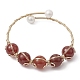 Bracelet à perles rondes en pierres précieuses naturelles et synthétiques mélangées BJEW-JB09591-2