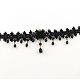 Gotischen Stil Vintage-Spitze Chokerhalsketten mit Legierung Zubehör und Glasperlen NJEW-R227-66-4