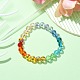 Pulseras elásticas de vidrio redondo facetado de color arcoíris para mujer BJEW-JB09481-01-2
