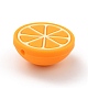 食品グレードの環境に優しいシリコーン焦点ビーズ  チーターのための咀嚼ビーズ  DIYの看護ネックレス用  オレンジ  オレンジ  21.5x10.5mm  穴：2mm SIL-F002-12-3