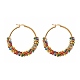 Glass Seed Beaded Hoop Earrings for Girl Women EJEW-JE04614-4