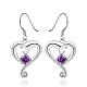 Heart Brass Cubic Zirconia Dangle Earrings EJEW-BB09810-1