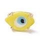 Lampwork Oval with Evil Eye Open Cuff Ring RJEW-I086-13G-06-3