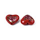 Flower Printed Opaque Acrylic Heart Beads SACR-S305-28-I03-3