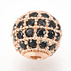 Perles de zircone cubique micro pave en Laiton ZIRC-Q013-6mm-143RG-1