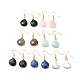 Natural Gemstone Teardrop Dangle Earrings EJEW-C051-01G-1