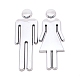 電気メッキ ABS プラスチックの女性と男性のバスルーム サイン ステッカー  公衆トイレの看板  壁のドアの付属品の印のため  銀  120x38x38mm  2個/セット AJEW-WH0252-24-1