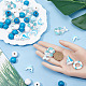 SUNNYCLUE 7 Styles 100PCS 16mm Nautical Wooden Beads Beach Wood Beads Ocean Themed Blue White Dolphin Mermaid Round Spacer Polished Chunky Bubblegum Beads for Beadable Pens Beading Kit Bracelets WOOD-SC0001-55-3