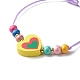 Joli bracelet de perles en bois coeur pour enfant BJEW-JB06753-02-5