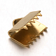 イオンプレーティング（ip）304ステンレス鋼リボンカシメエンドパーツ  ゴールドカラー  7.5x8mm  穴：2x1.5mm STAS-F075-03-2