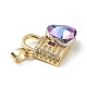 Real 18K Gold Plated Rack Plating Brass Micro Pave Clear Cubic Zirconia Pendants KK-C015-17G-04-2