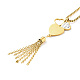 Crystal Rhinestone Heart with Tassel Pendant Necklace with Box Chains NJEW-B087-04G-2