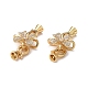 Rack Plating Flower Brass Pave Clear Cubic Zirconia Fold Over Clasps KK-E080-01G-3