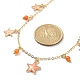 Natural Agate Round & Alloy Enamel Star Charms Bib Necklace with 304 Stainless Steel Chains NJEW-JN04404-01-3