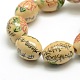 Flower and Chinese Character Pattern Famille Rose Porcelain Ceramic Oval Beads Strands PORC-O006-04-2