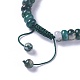 Adjustable Natural Moss Agate Braided Bead Bracelets BJEW-F369-A04-3