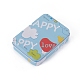 ブリキ収納ボックス  アクセサリー箱  DIYキャンドル用  乾燥貯蔵  スパイス  お茶  キャンディ  パーティーの好意  幸せと愛という言葉の長方形  カラフル  9.6x7x2.2cm CON-G005-B01-1