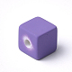 アクリルビーズ  ラバー加工  キューブ  青紫色  15x15x15mm  穴：3.5mm MACR-T024-24A-2