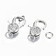 Brass Micro Pave Clear Cubic Zirconia Lobster Claw Clasps KK-S356-111P-NF-3
