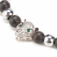 2pcs 2 bracelets de perles tressées en obsidienne naturelle et hématite synthétique serties de léopard en zircone cubique BJEW-JB08119-03-7