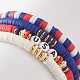 4 pièces 4 style fête de l'indépendance polymère argile heishi surfeur bracelets extensibles ensemble BJEW-TA00212-6