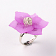 Flor de acrílico anillos ajustables RJEW-JR00078-02-1