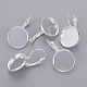 Silver Color Plated Brass Leverback Earring Findings X-KK-C1244-16mm-S-RS-1