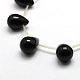 Brins de perles en pierre noire naturelle en forme de larme G-P063-145-3