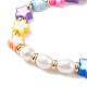Handgefertigtes Armband aus geflochtenen Perlen aus Fimo und natürlichen Perlen für Frauen BJEW-JB07652-5