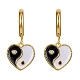 Coeur de zircone cubique clair avec boucles d'oreilles créoles pendantes yin yang avec émail EJEW-SW00011-18-1