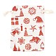 クリスマステーマの綿生地布バッグ  巾着袋  クリスマスパーティースナックギフトオーナメント用  クリスマステーマの模様  14x10cm ABAG-H104-B13-2