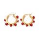 Boucles d'oreilles créoles perles rondes en émail rouge EJEW-P219-14G-1