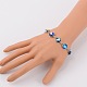 Tibetan Style Alloy Starry Sky Printed Glass Link Bracelets BJEW-JB01675-4