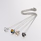 Heart Electroplated Glass Pendant Necklaces NJEW-JN01390-1