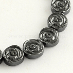 Chapelets de perles en hématite synthétique sans magnétiques, fleur, noir, 8x3mm, Trou: 1mm, Environ 49 pcs/chapelet, 16.1 pouce