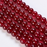 Natural White Jade Beads Strands, Dyed, Round, Dark Red, 8mm, Hole: 1mm, about 47pcs/strand, 14.9 inch