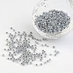 8/0 ceylan perles de rocaille en verre ronde, grises , taille: environ 3mm de diamètre, Trou: 1 mm, environ 1101 pcs/50 g