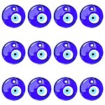 Handgemachte Bunte Malerei böse Augen Anhänger, Flachrund, Blau, 30x5 mm, Bohrung: 3 mm