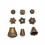 Tibetischen Stil Legierung Perlenkappen, Mischformen, Antik Bronze, 5~20x2~10 mm, Bohrung: 0.5 mm