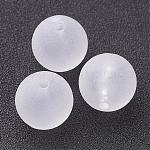 Transparente Acryl Perlen, Runde, matt, weiß, ca. 16 mm Durchmesser, Bohrung: 2 mm, ca. 220 Stk. / 500 g