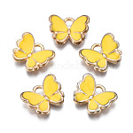 Legierung Emaille Anhänger / charms, Schmetterling, Licht Gold, golden, 10.5x13x3 mm, Bohrung: 2 mm