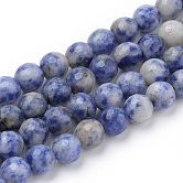 Natürliche blaue Fleck Jaspis Perlen Stränge, Runde, 12~12.5 mm, Bohrung: 1.5 mm, ca. 31~33 Stk. / Strang, 14.9~15.1 Zoll (38~38.5 cm)