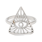 304 anillo ajustable triángulo de acero inoxidable con ojo de caballo para mujer RJEW-M149-10P