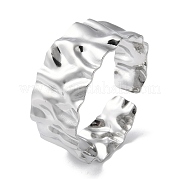 304 Stainless Steel Textured Open Cuff Bangle for Women BJEW-Q770-02P